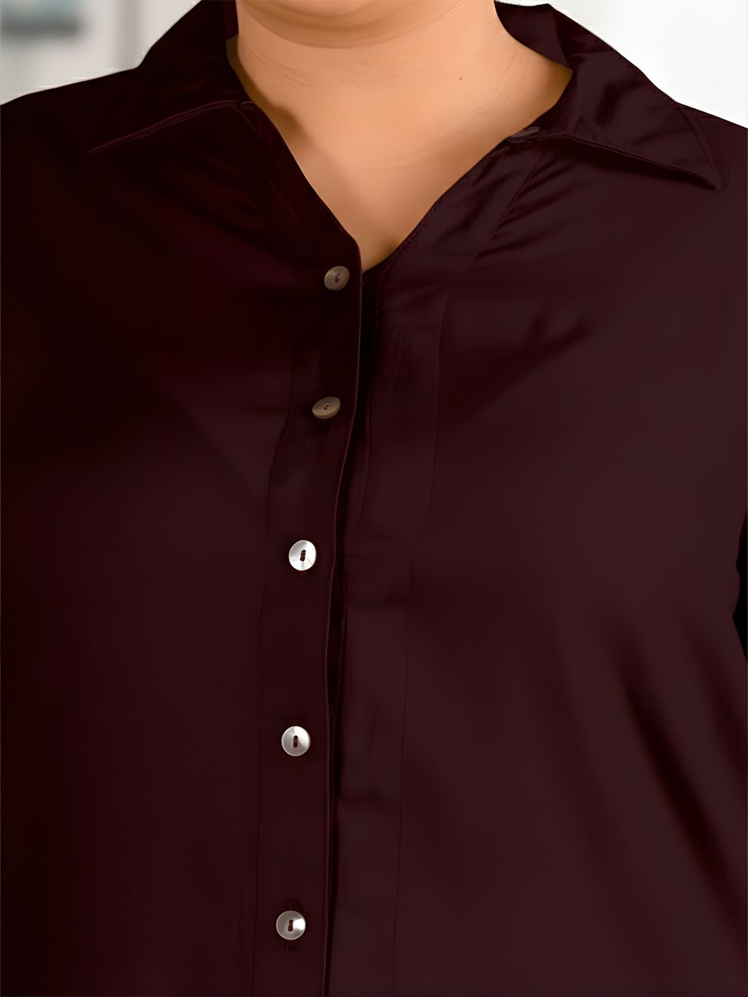 Brown Longline Plus Size Shirt — view 2