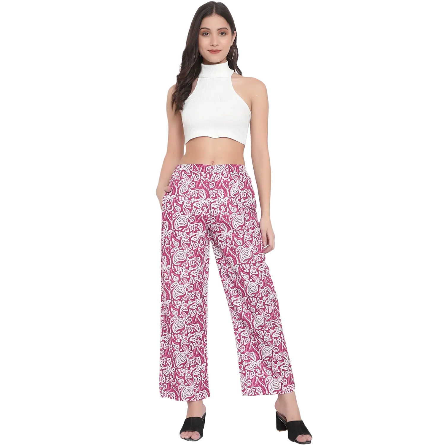 Pink Hand Block Print Trousers