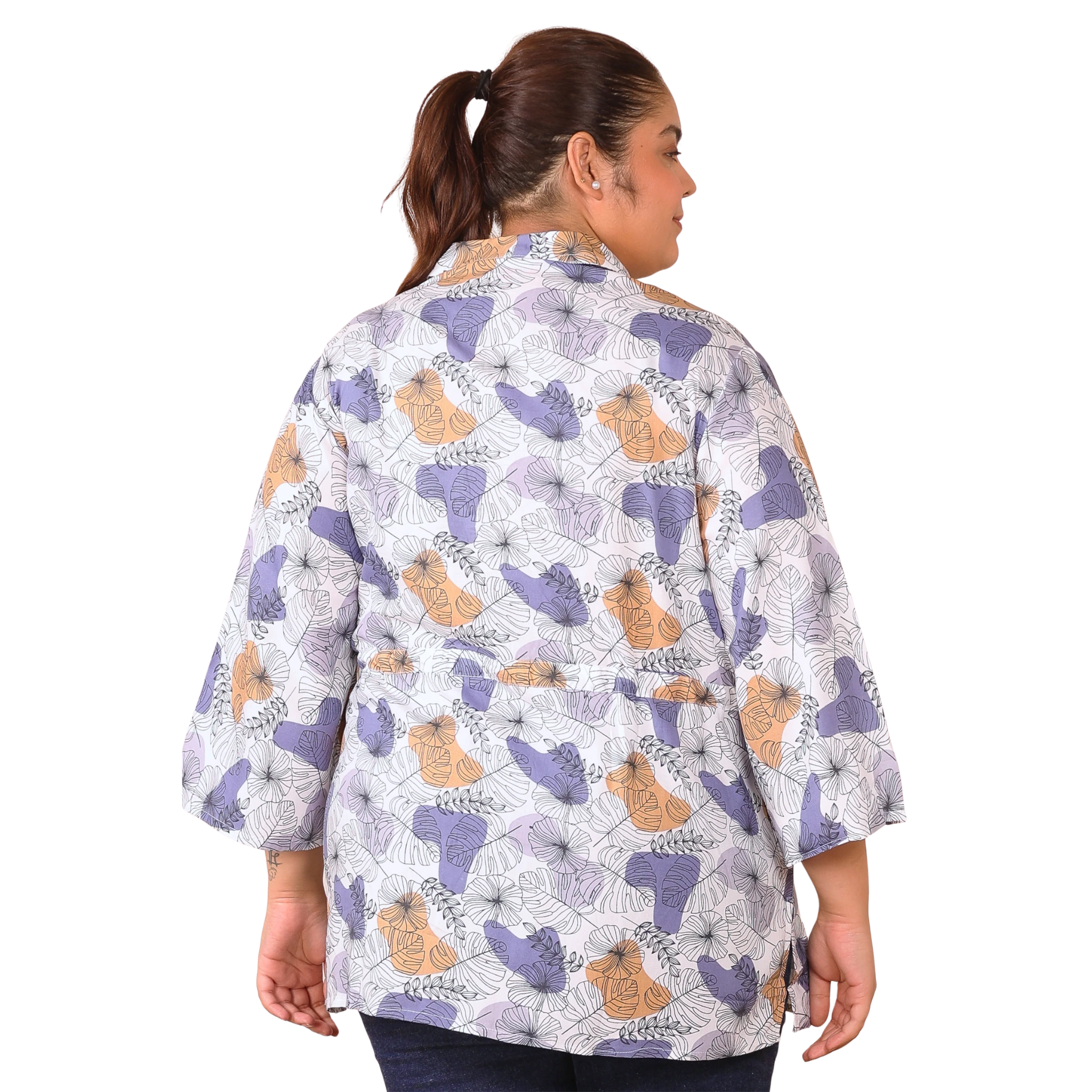 White Abstract Print Tunic