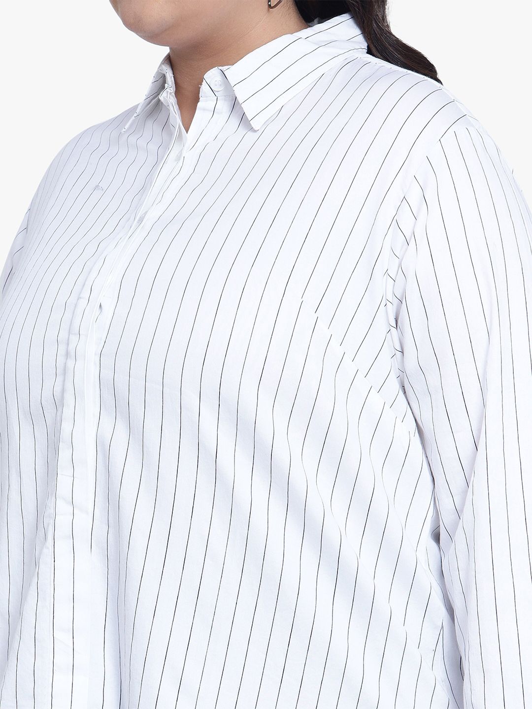 White Stripe Formal Plus Size Shirt — view 2