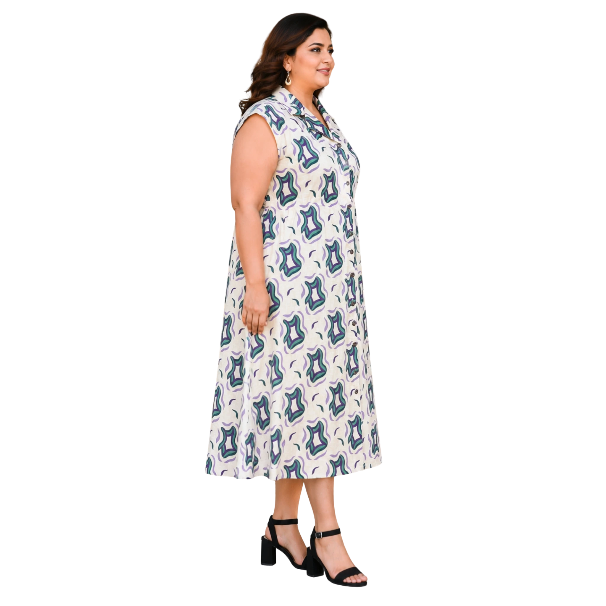 OffWhite Purple Print Midi Dress