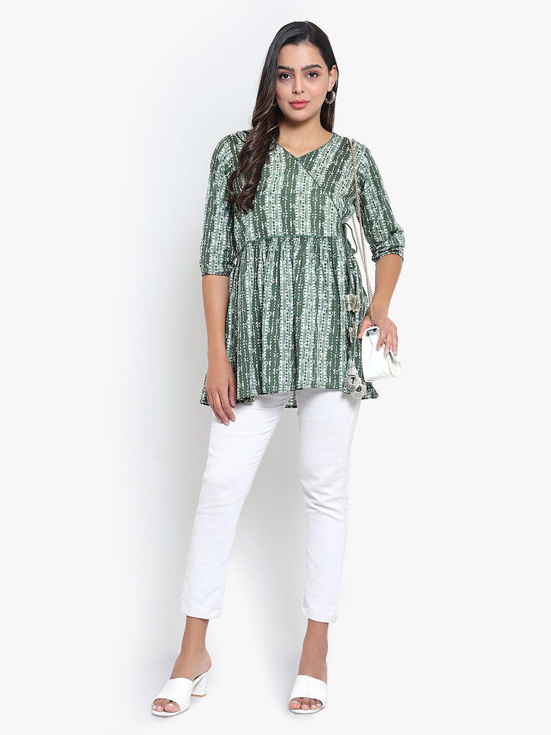 Green Hand Block Print Tunic — view 6