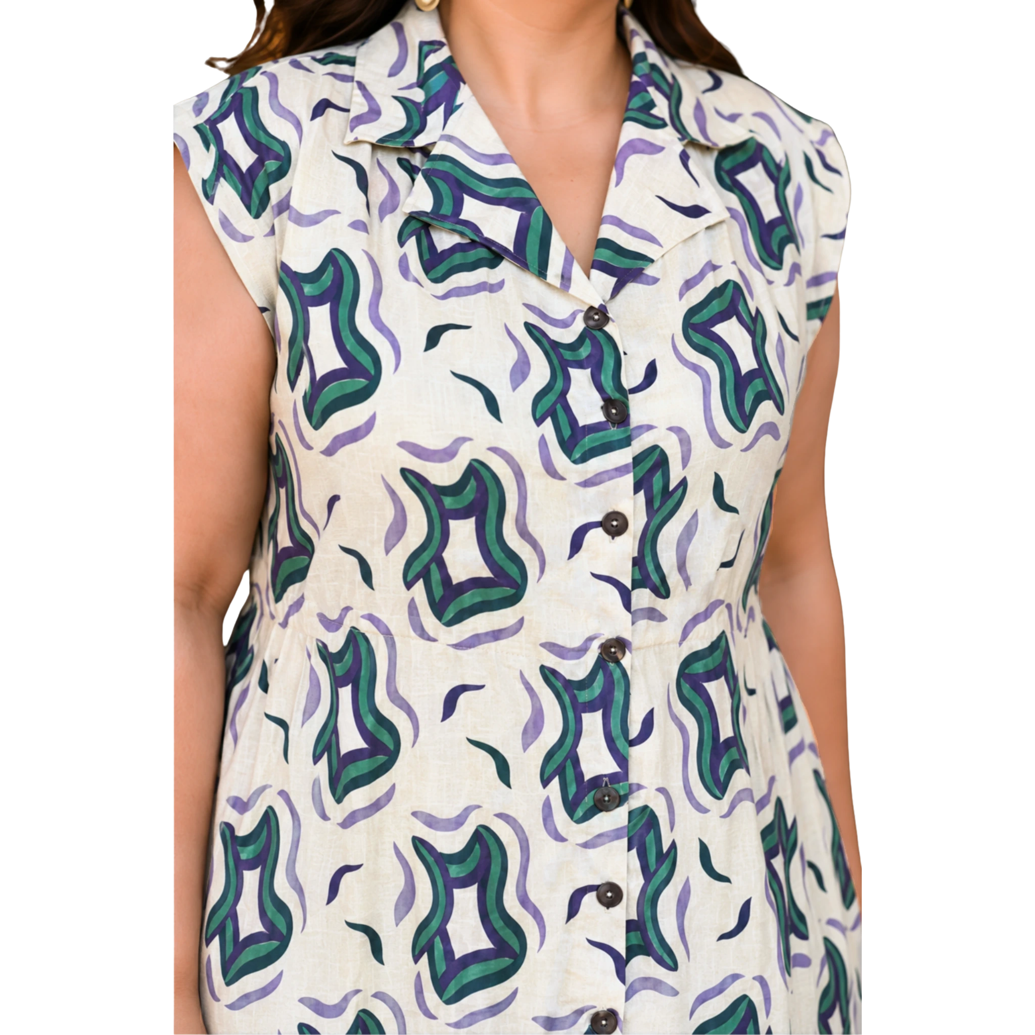 OffWhite Purple Print Midi Dress