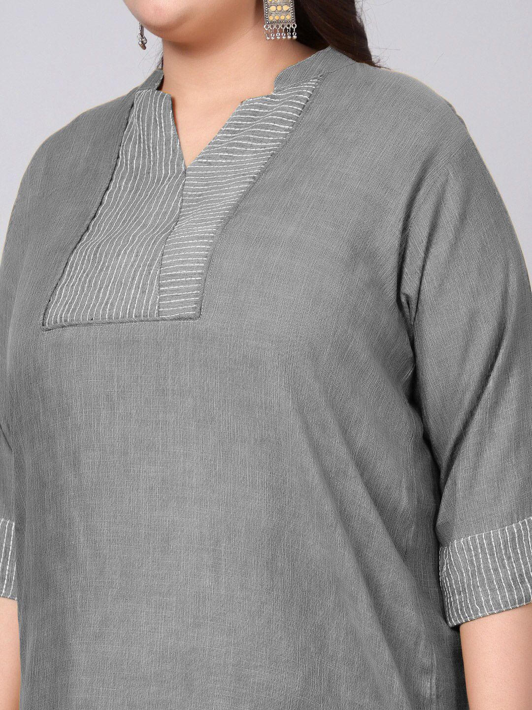 Grey Embroidered Plus Size Tunic — view 2