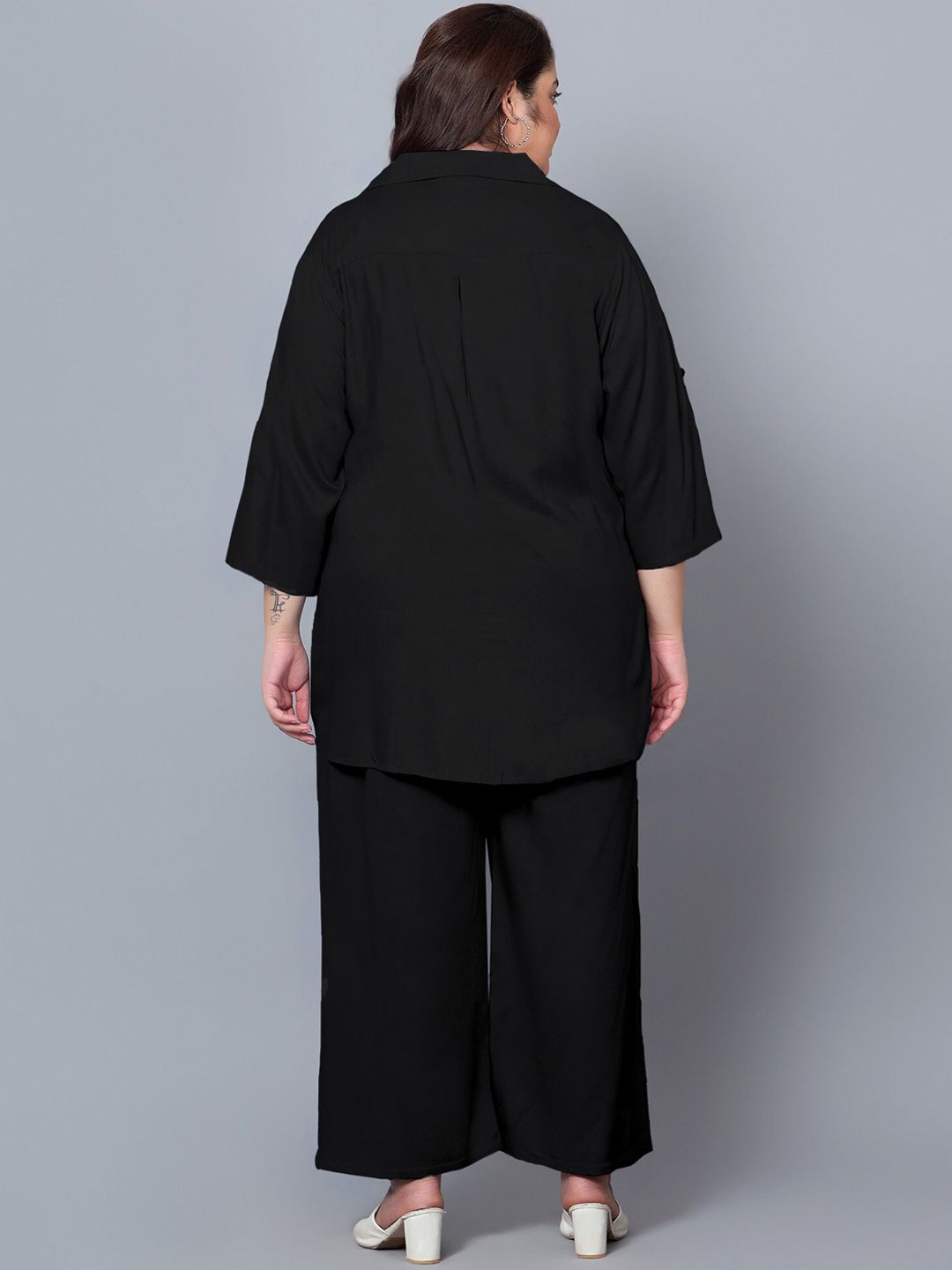 Black Solid Plus Size Co-Ord Set — view 5
