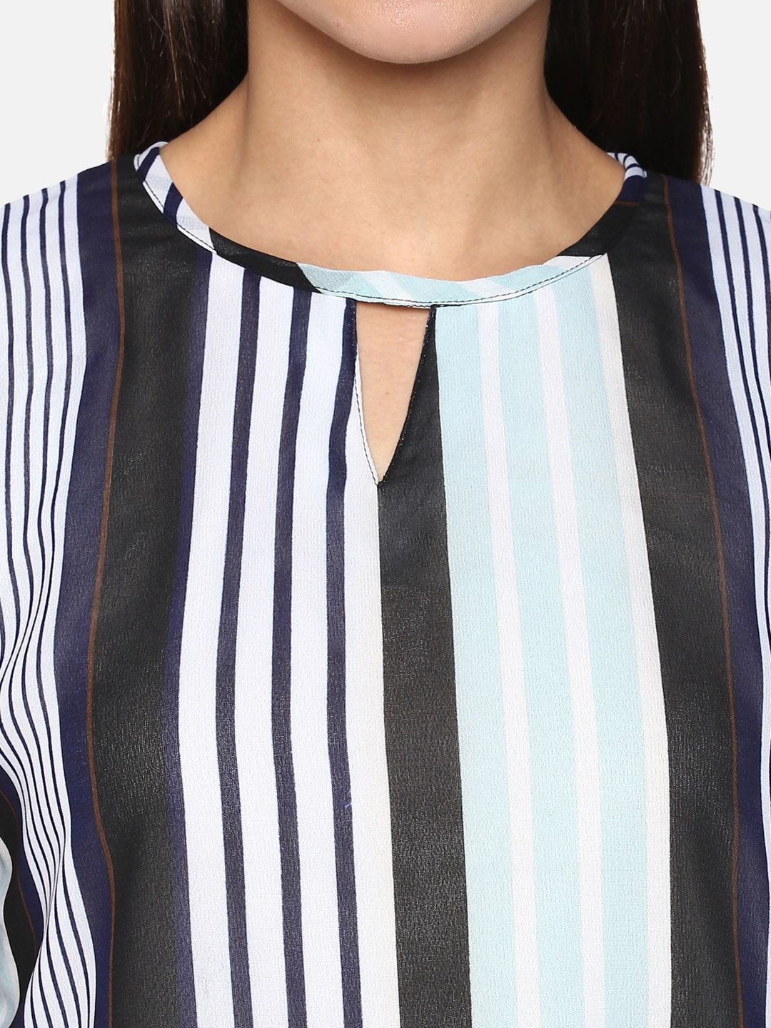 Blue Stripe Georgette Top — view 2