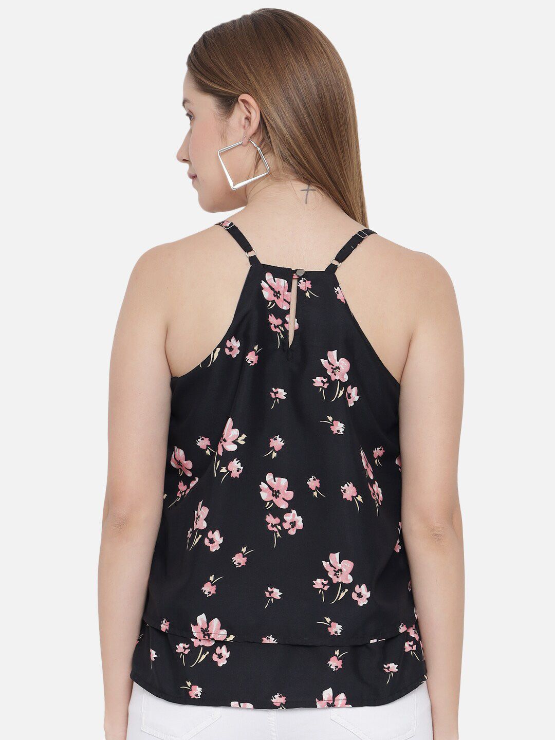 Black Floral Strap Top — view 12