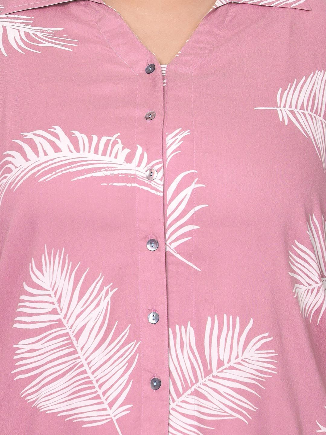 Pink Leaf Print Plus Size Co-Ord Set — view 2