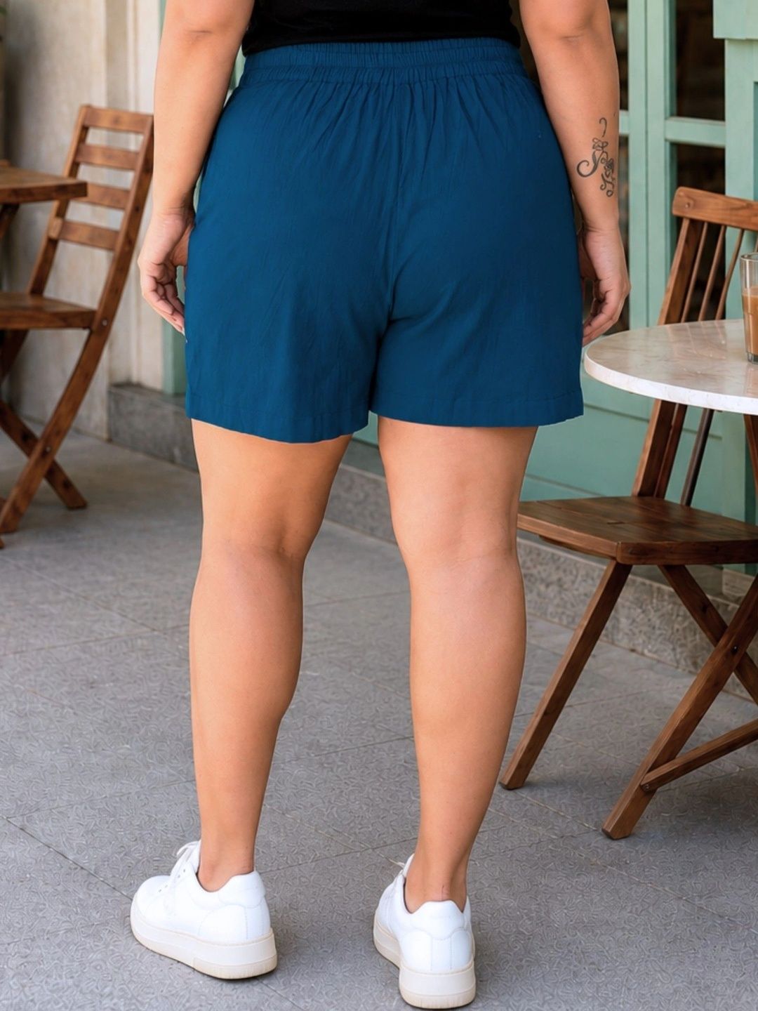 Blue Cotton Skorts — view 2