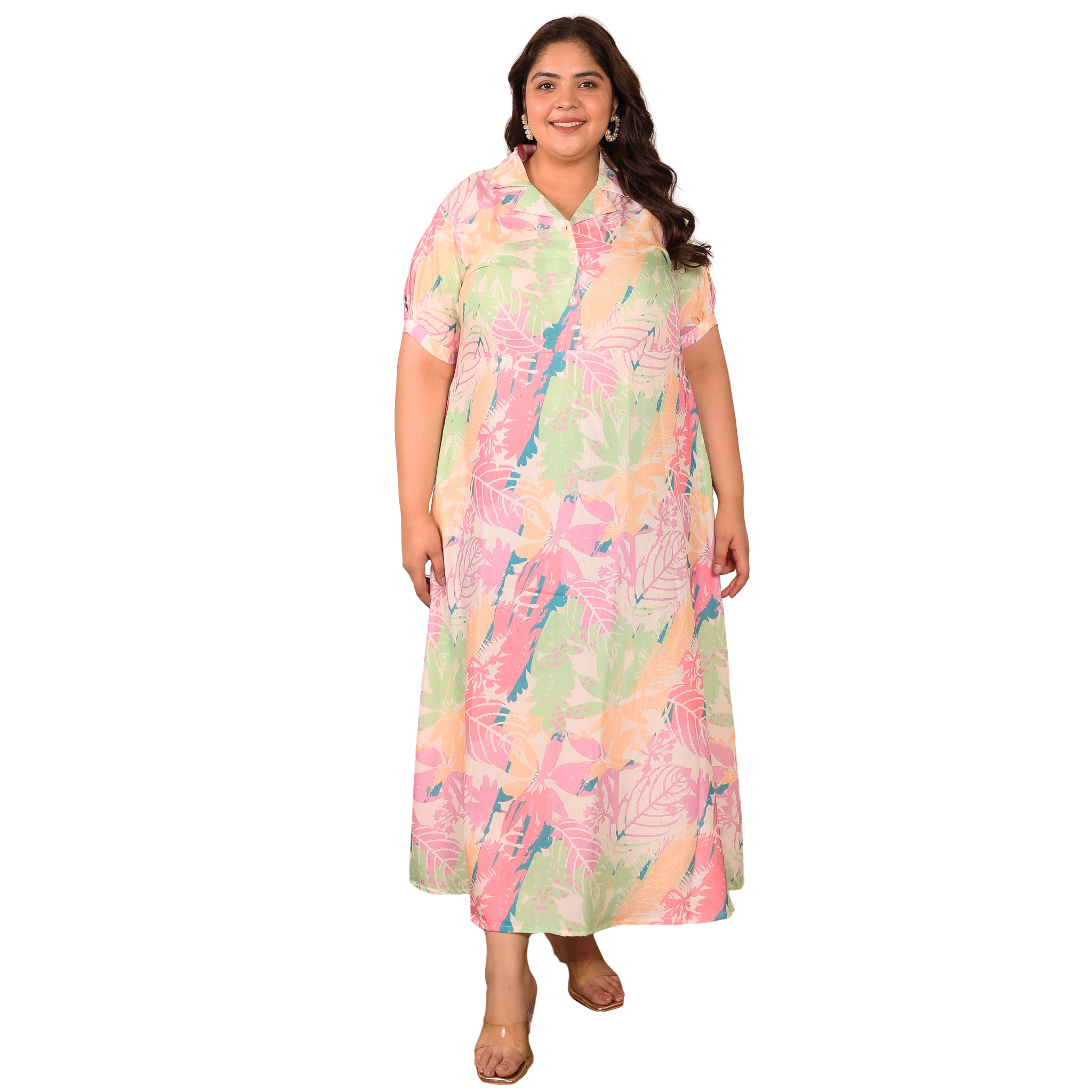Multicolor Floral Maxi Plus Size Dress