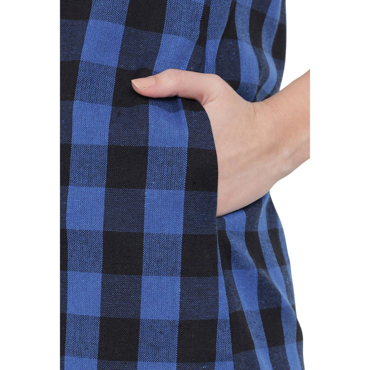 Dark Blue Checkered Plus Size Dress