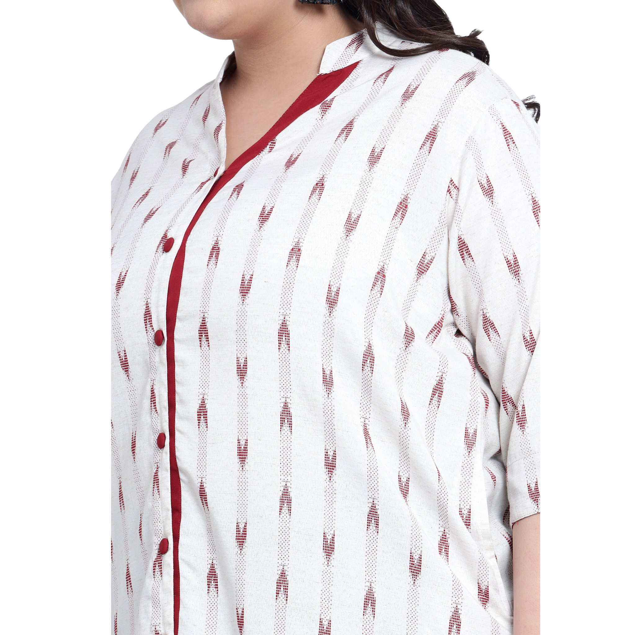 Red Ikat Cotton Plus Size Tunic