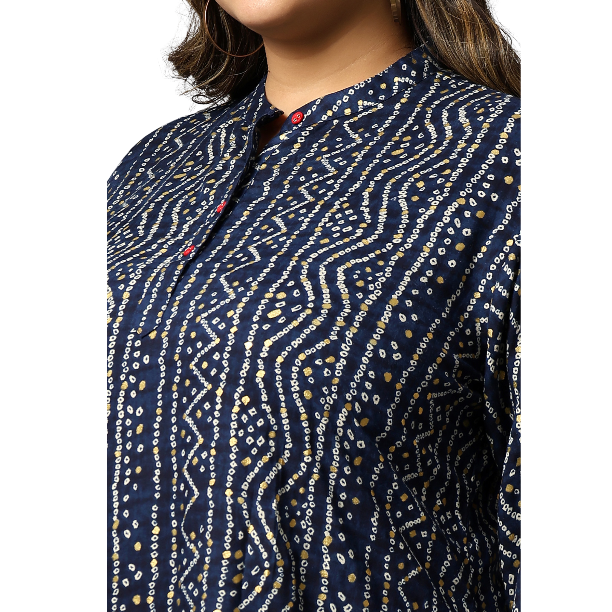 Blue Bandhani Print Plus Size Tunic