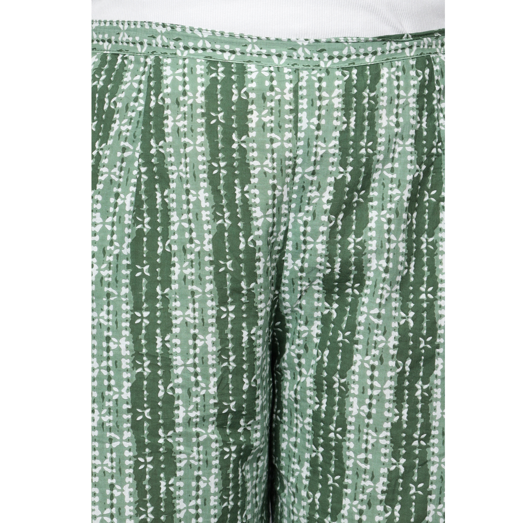 Green Hand Block Print Trousers