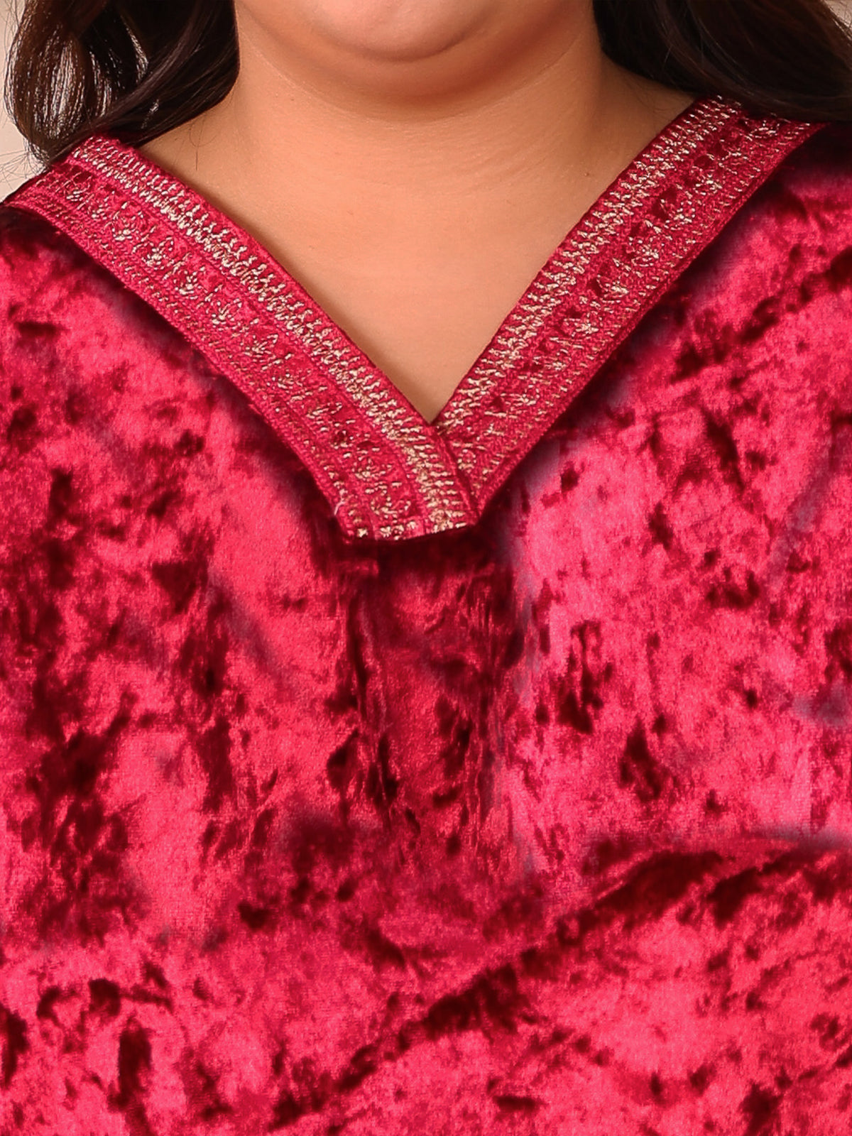 Maroon Velvet Plus Size Tunic