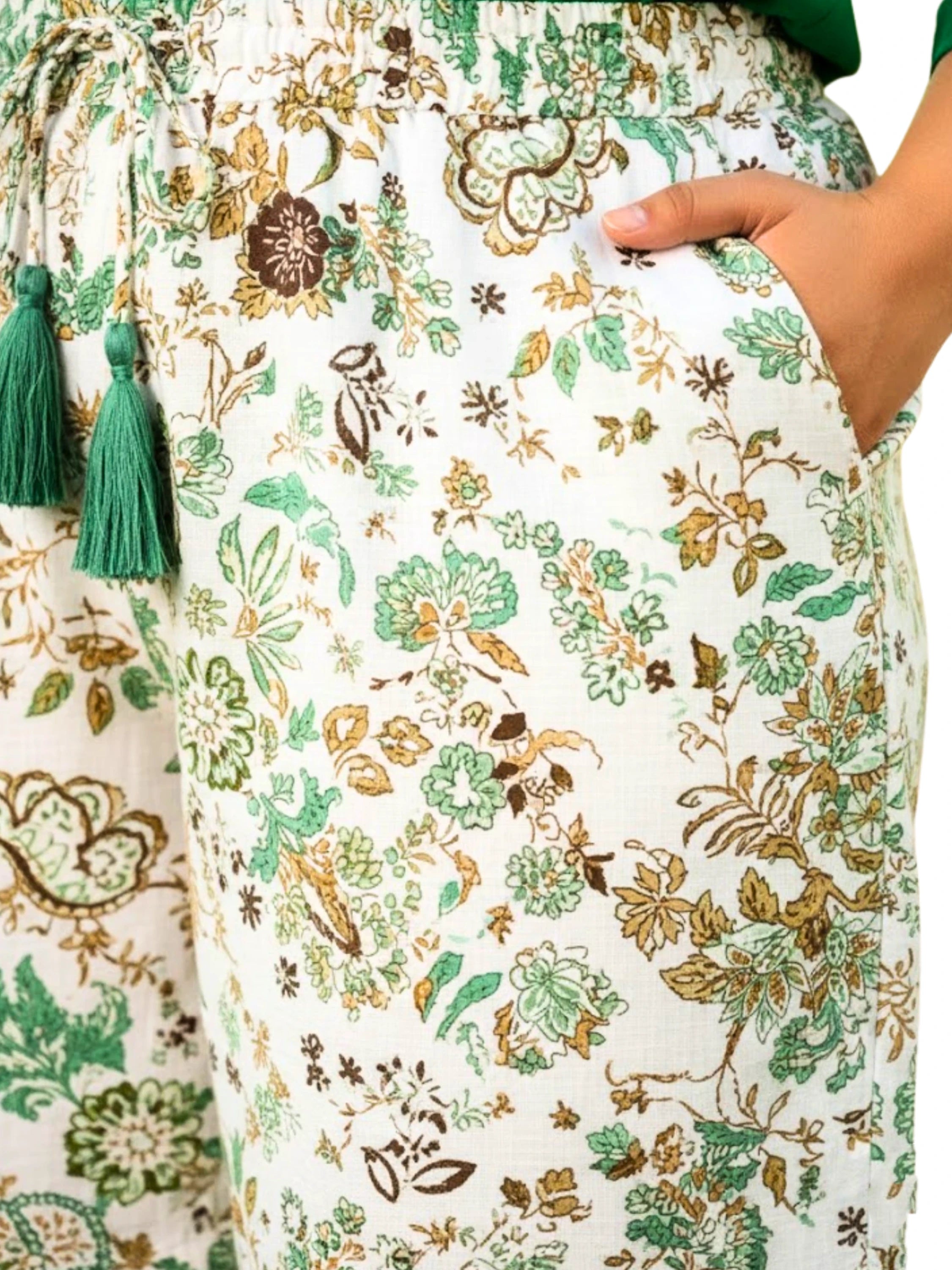 Green Solid Shirt and Floral Print Shorts Set