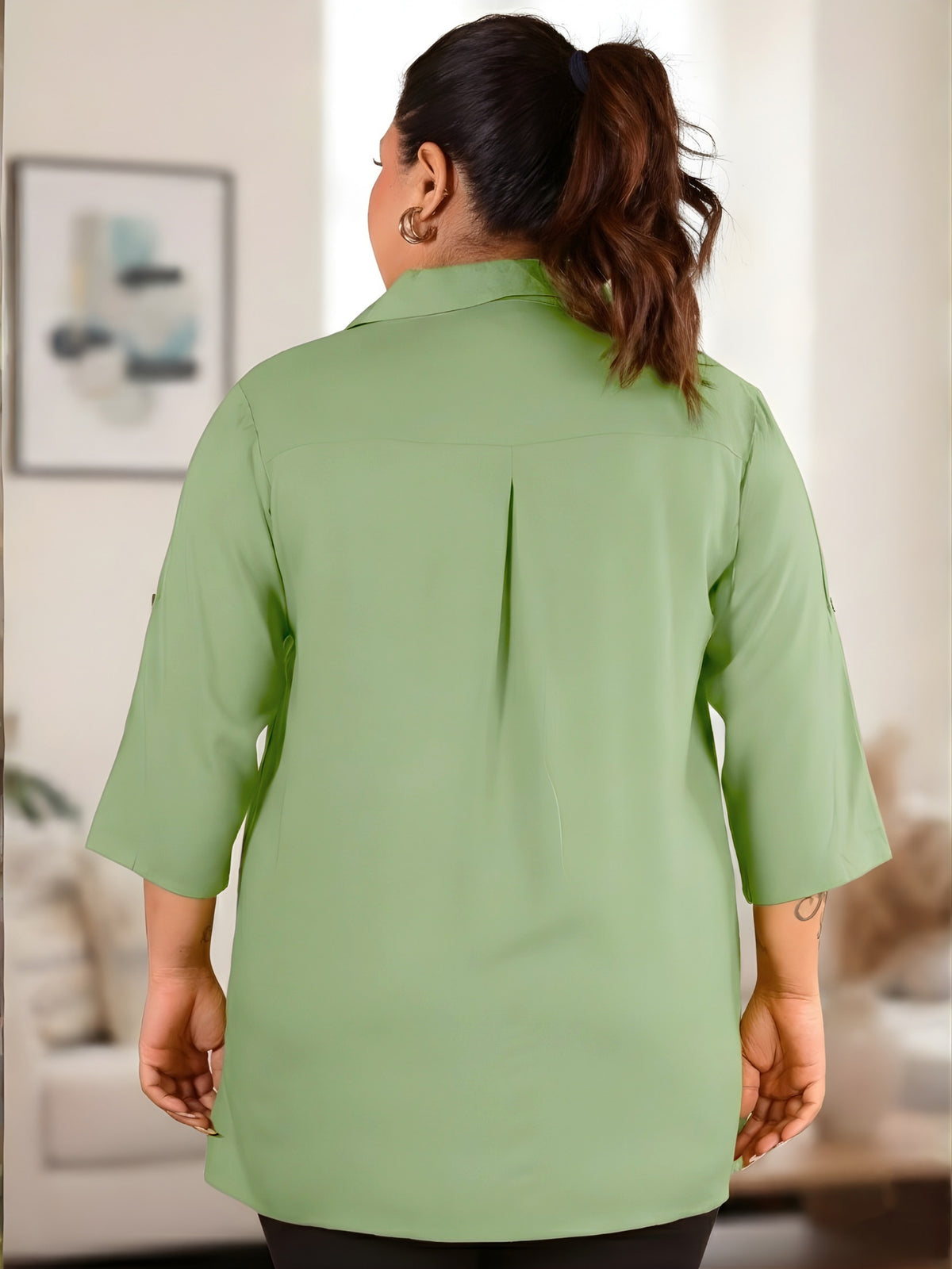 Mint Green Longline Plus Size Shirt