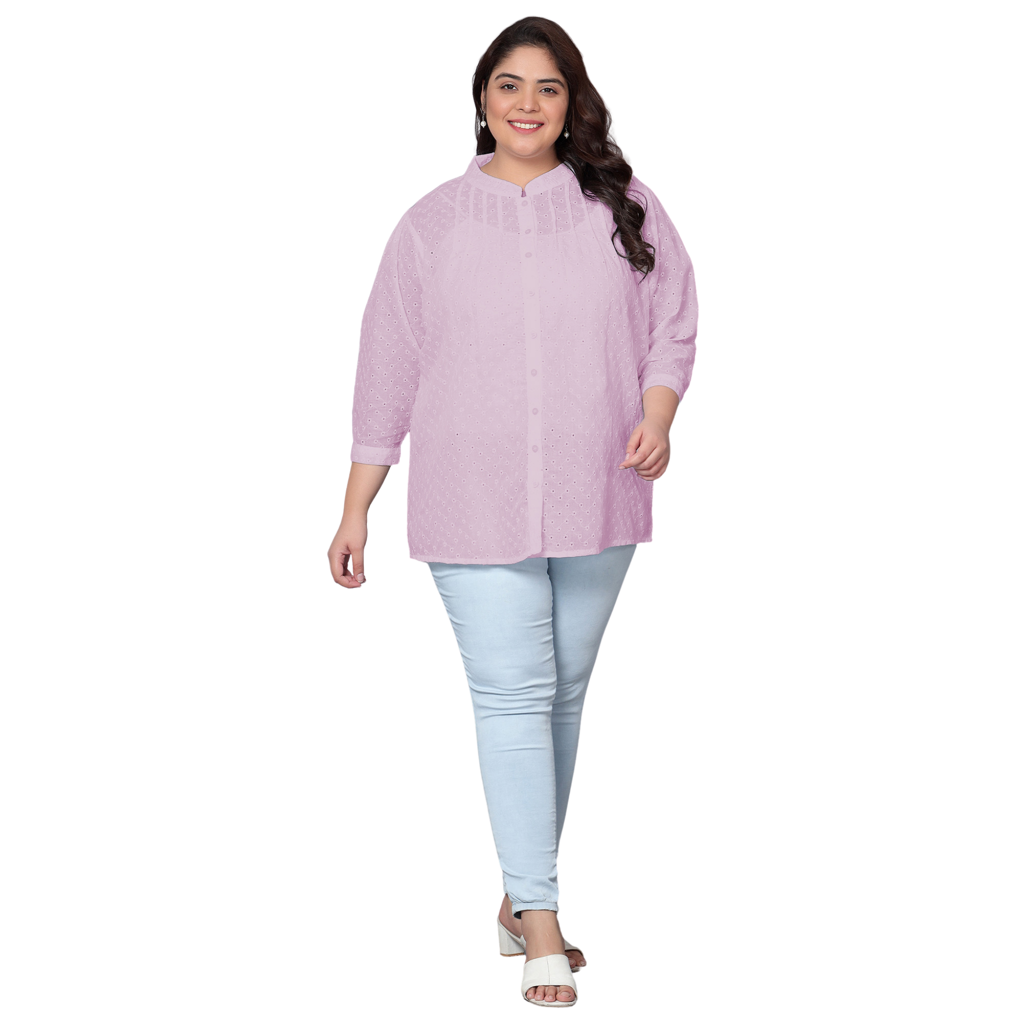 Pink Chikankari Plus Size Tunic