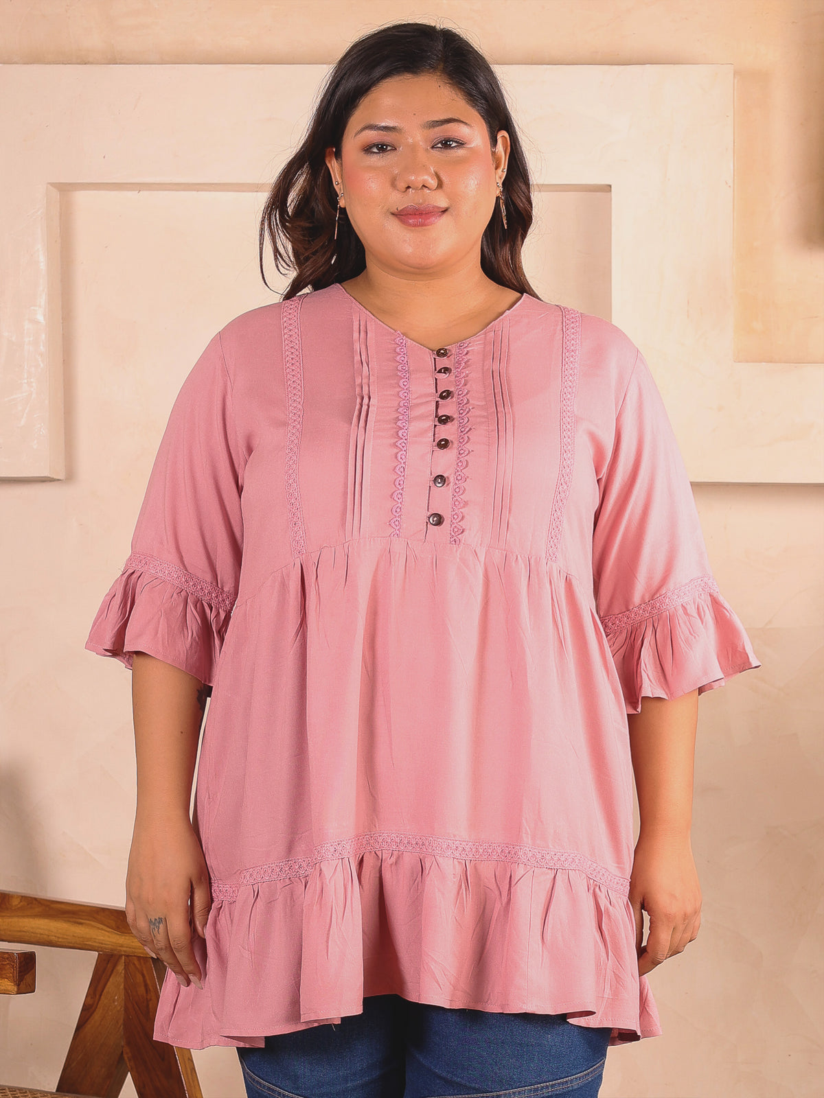 Pink Lace Plus Size Tunic