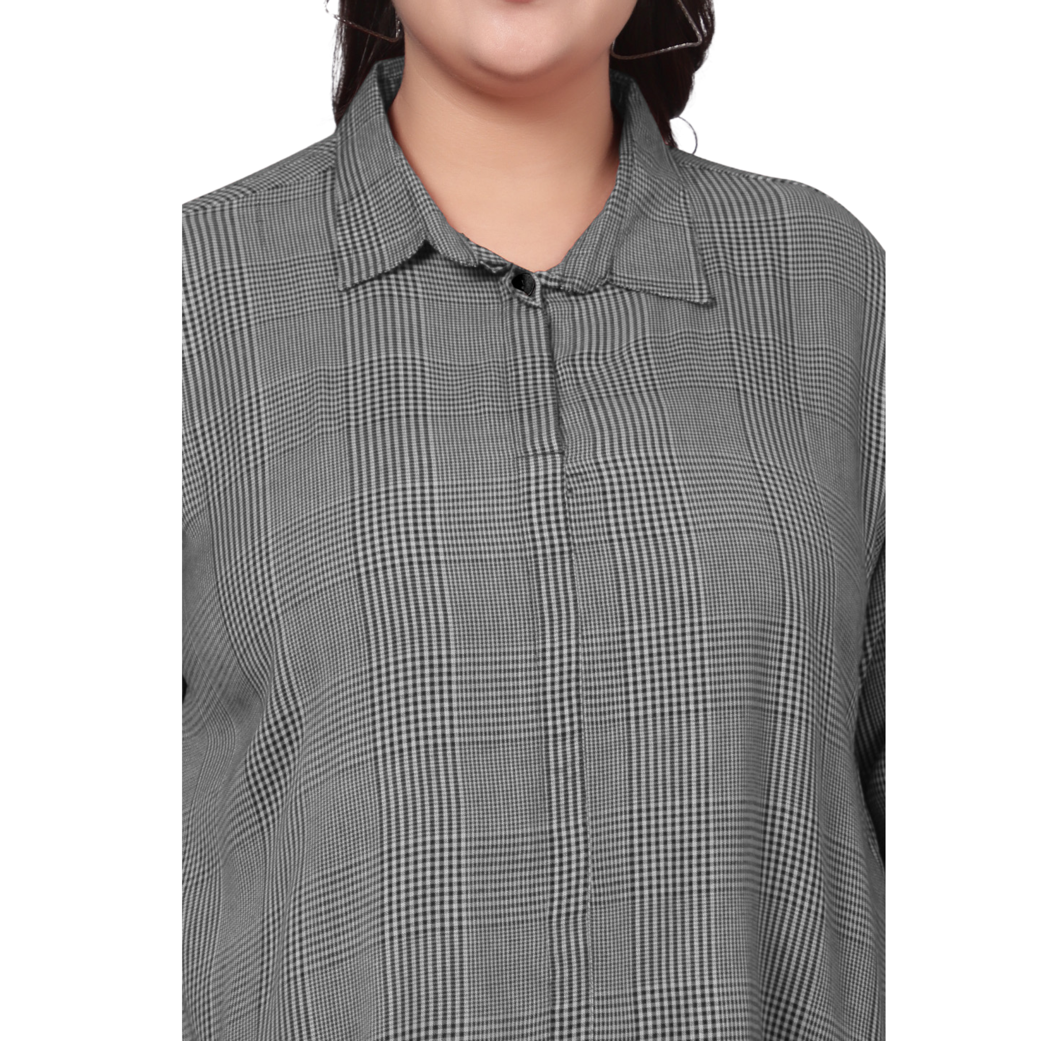 Black and White Checkered Plus Size Shirt