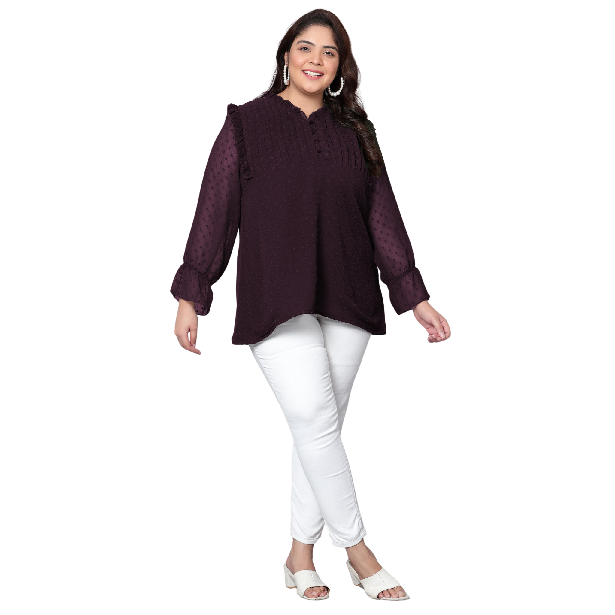 Purple Georgette Plus Size Tunic