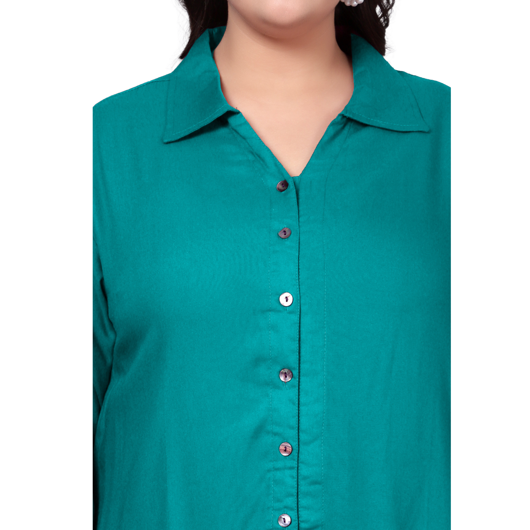 Turquoise Longline Plus Size Shirt