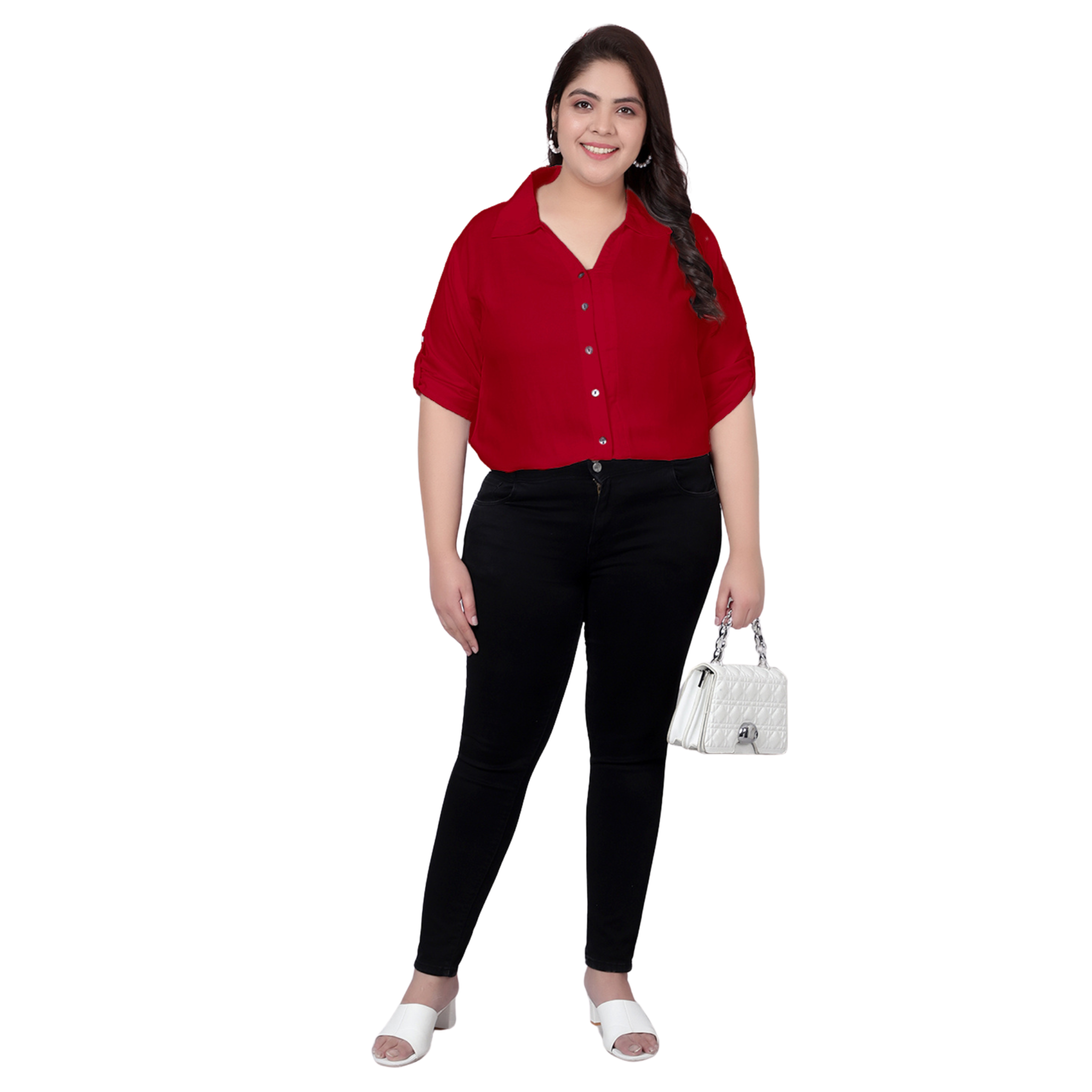 Maroon Longline Plus Size Shirt