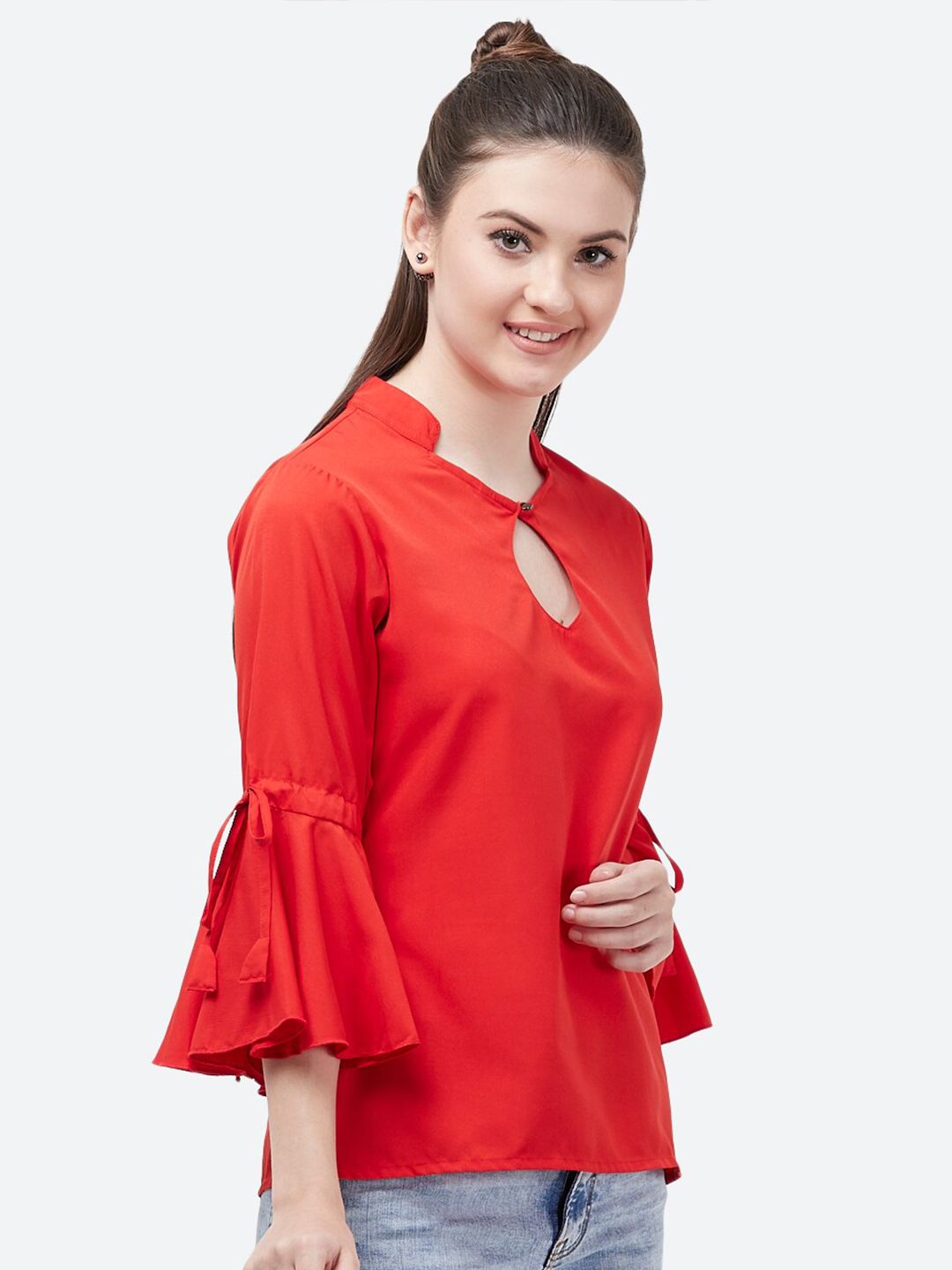Red Bell Sleeve Top — view 8