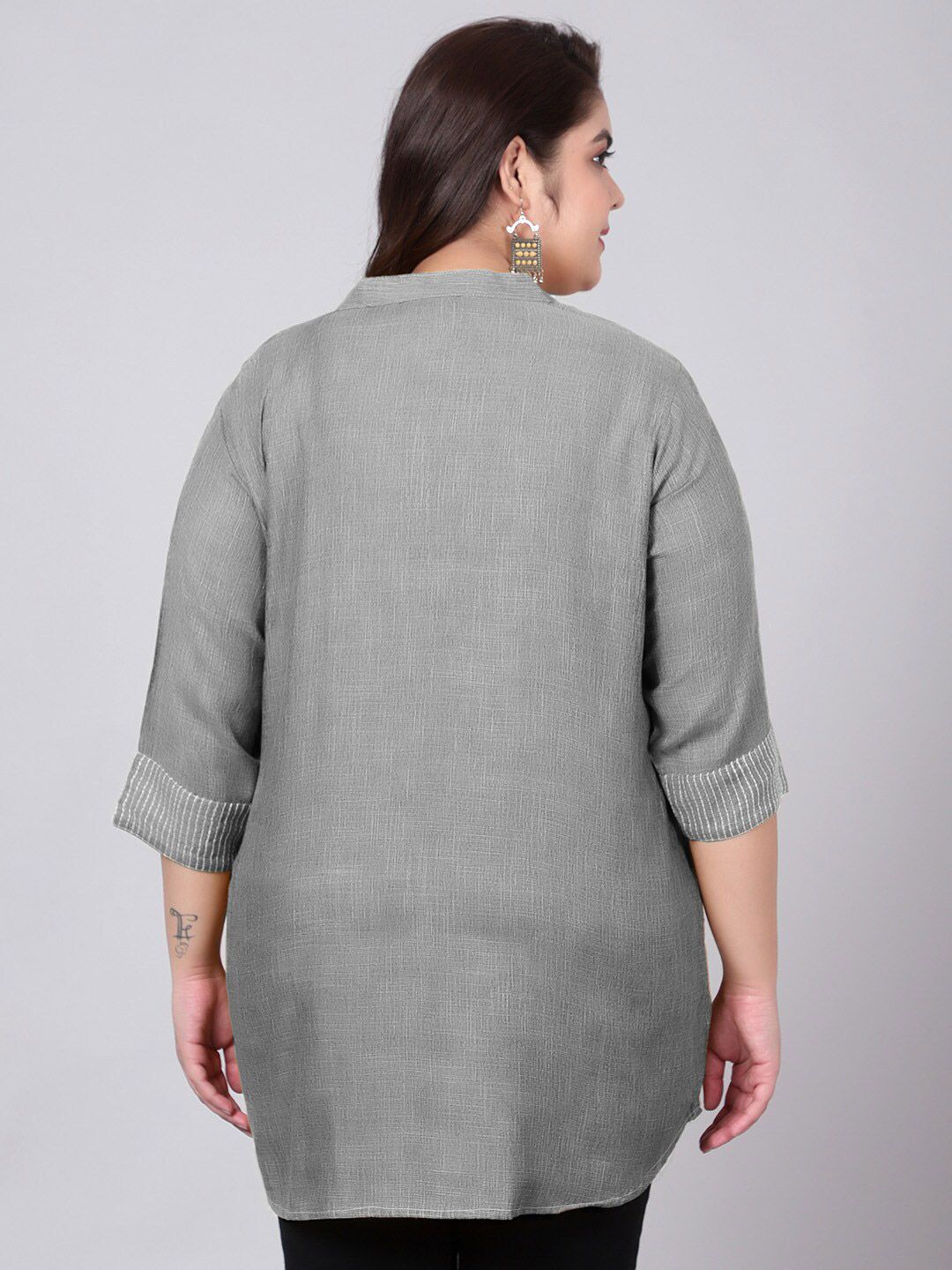 Grey Embroidered Plus Size Tunic — view 5