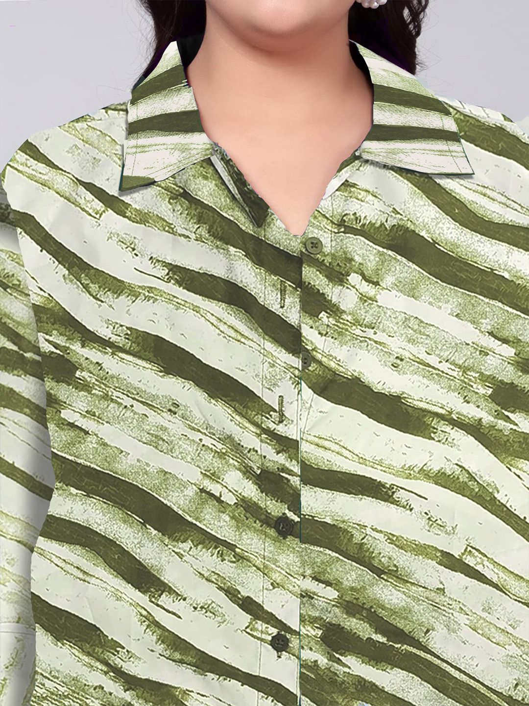 Green Leheriya Print Plus Size Shirt — view 2