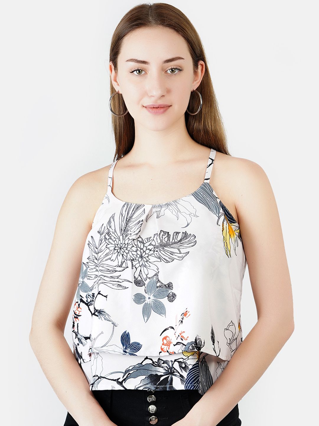 Pink Floral Strap Top — view 1