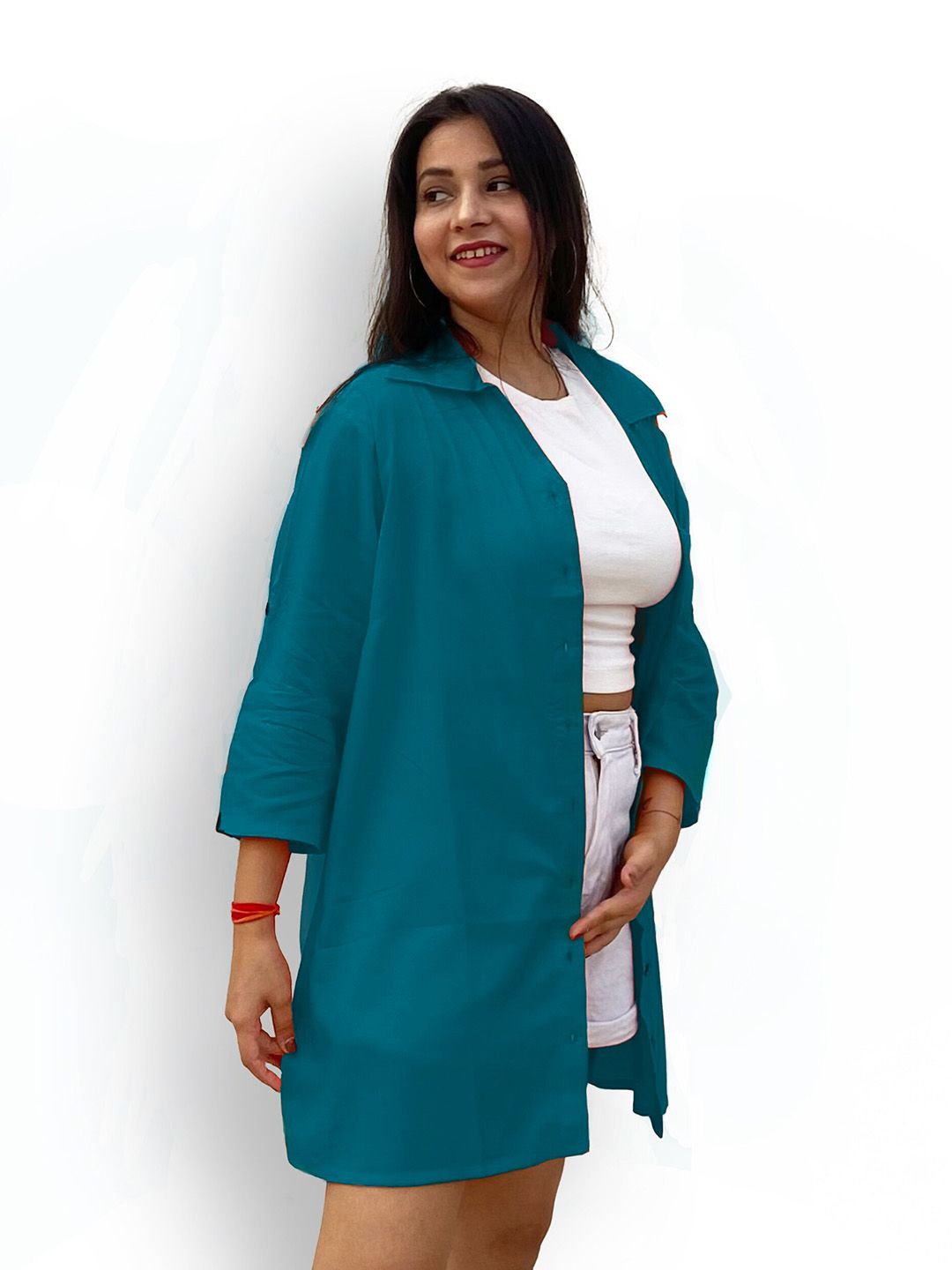 Turquoise Oversize Shirt — view 3