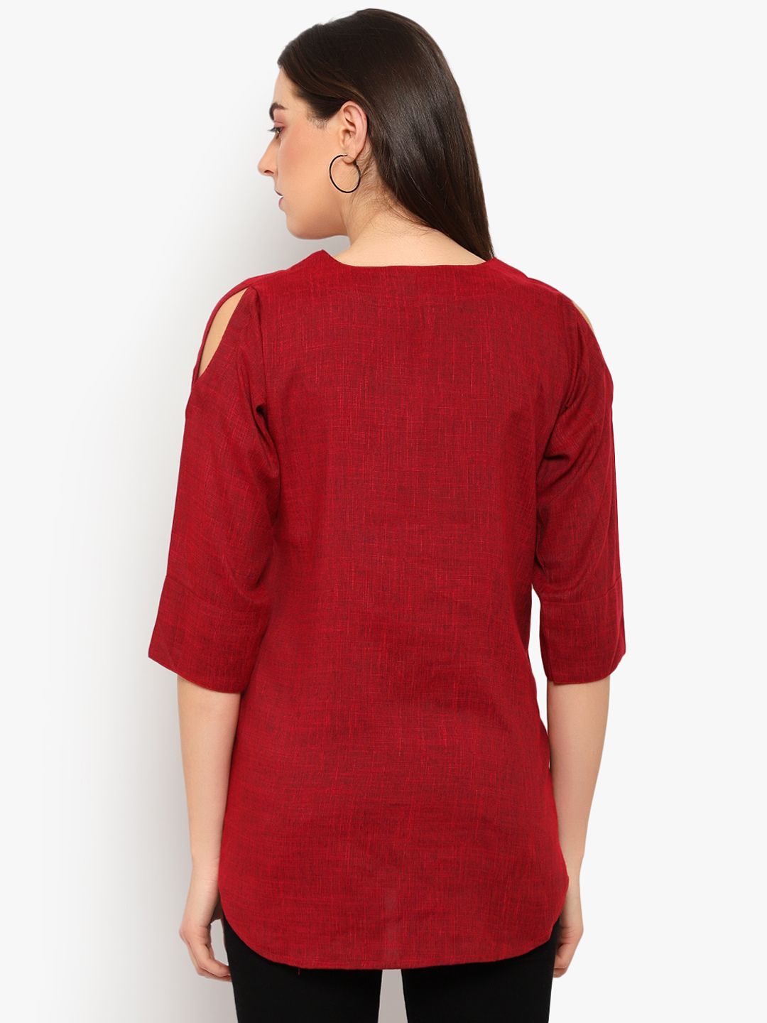 Maroon Cotton Linen Tunic — view 11