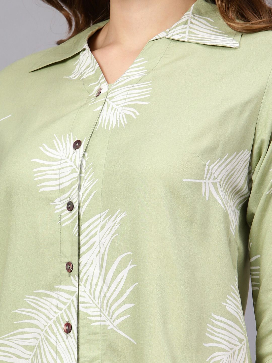 Green Leaf Print Shirt — view 9