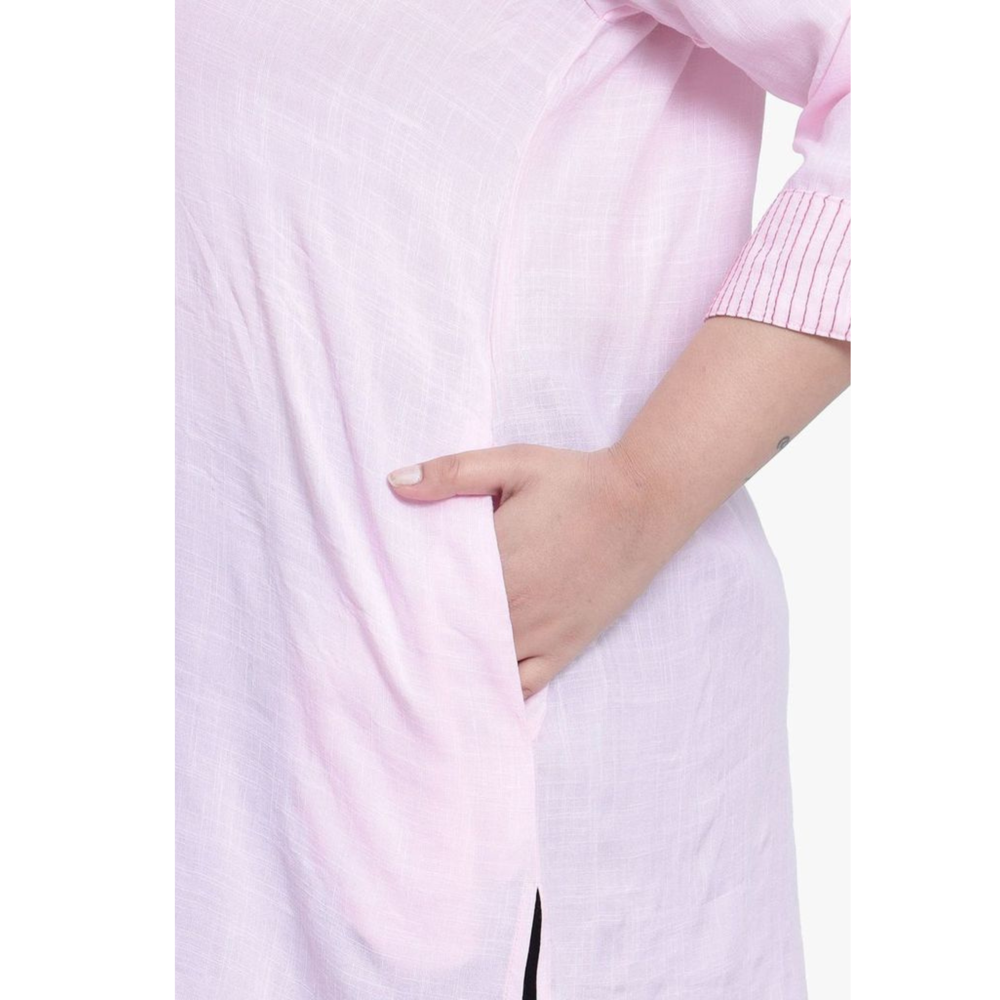 Pink Embroidered Plus Size Tunic