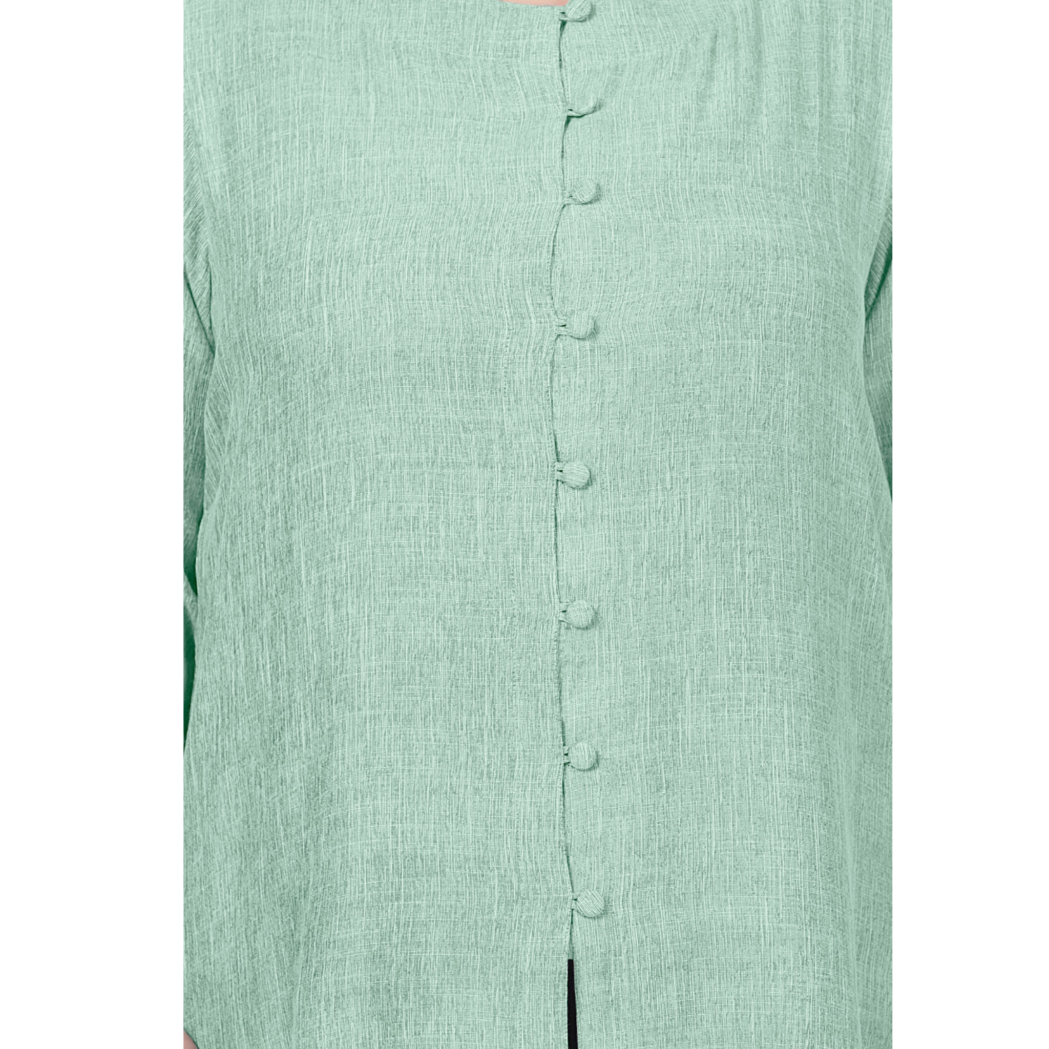 Green Cotton Linen Plus Size Tunic