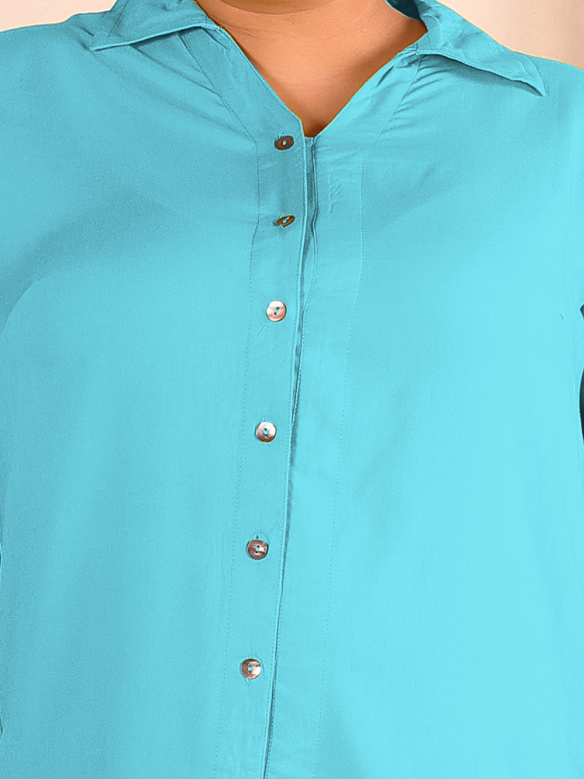 Light Blue Longline Plus Size Shirt