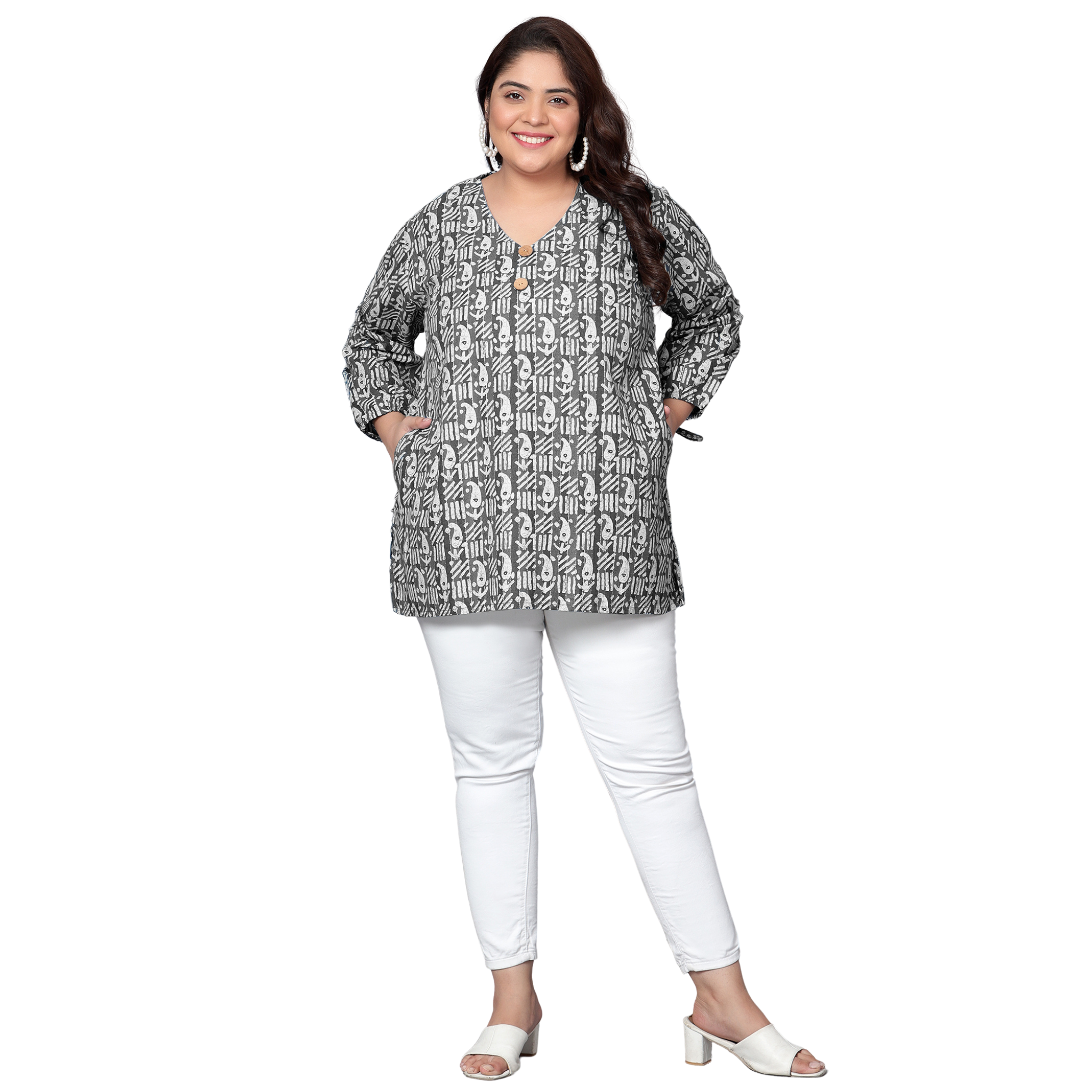 Black Paisley Plus Size Tunic