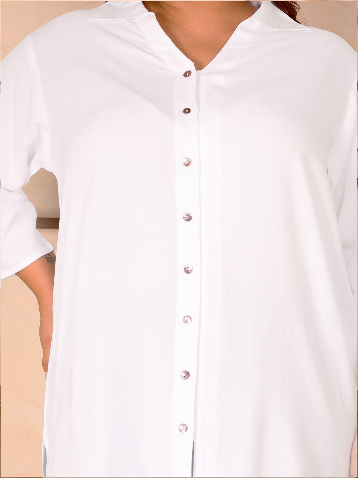 White Longline Plus Size Shirt