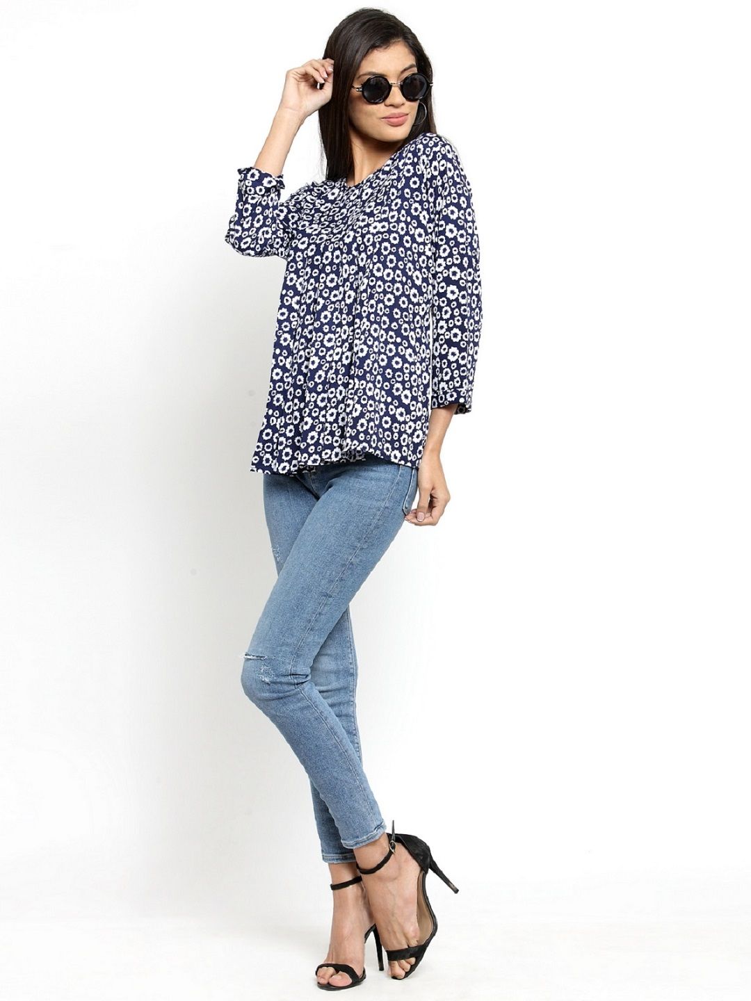 Blue Floral Top — view 5
