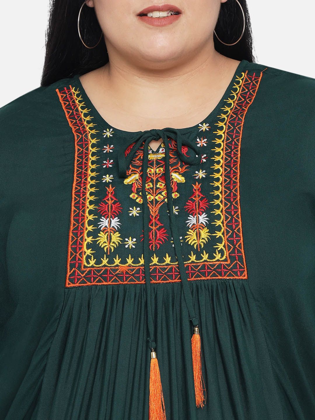 Dark Green Embroidered Tunic — view 2