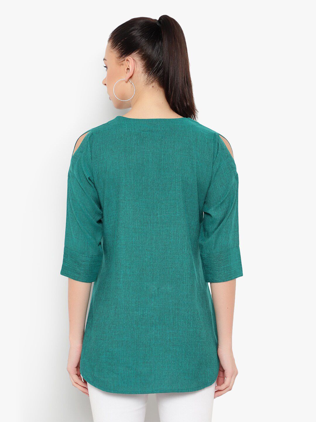 Turquoise Cotton Linen Tunic — view 9