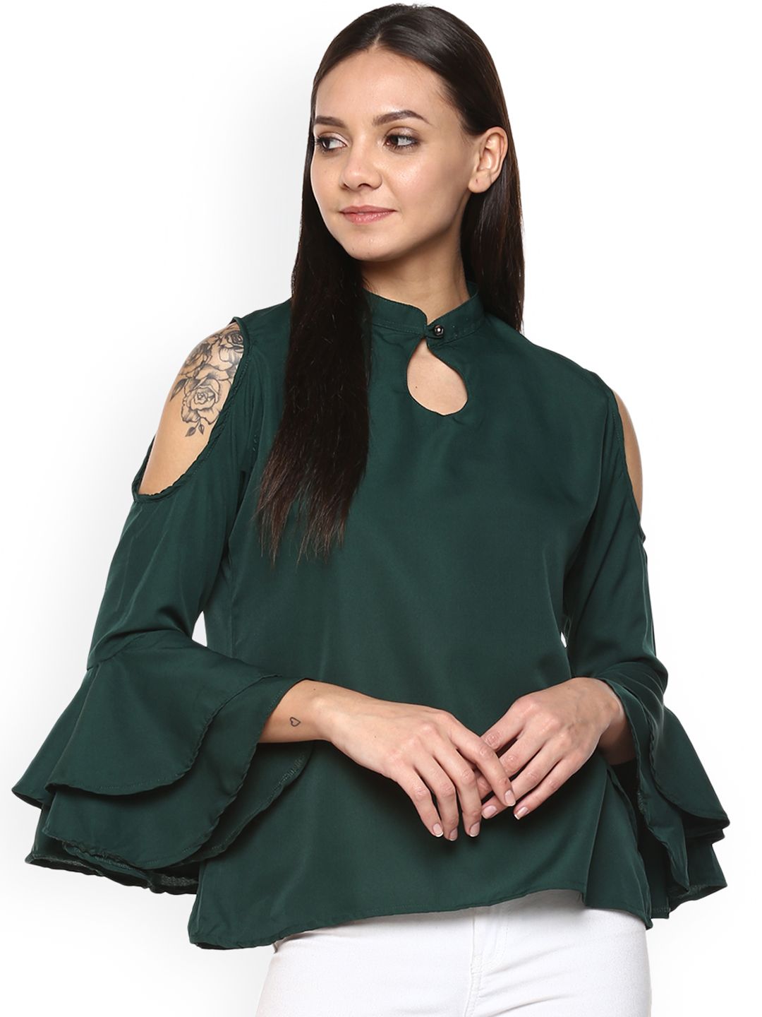 Green Georgette Top — view 1