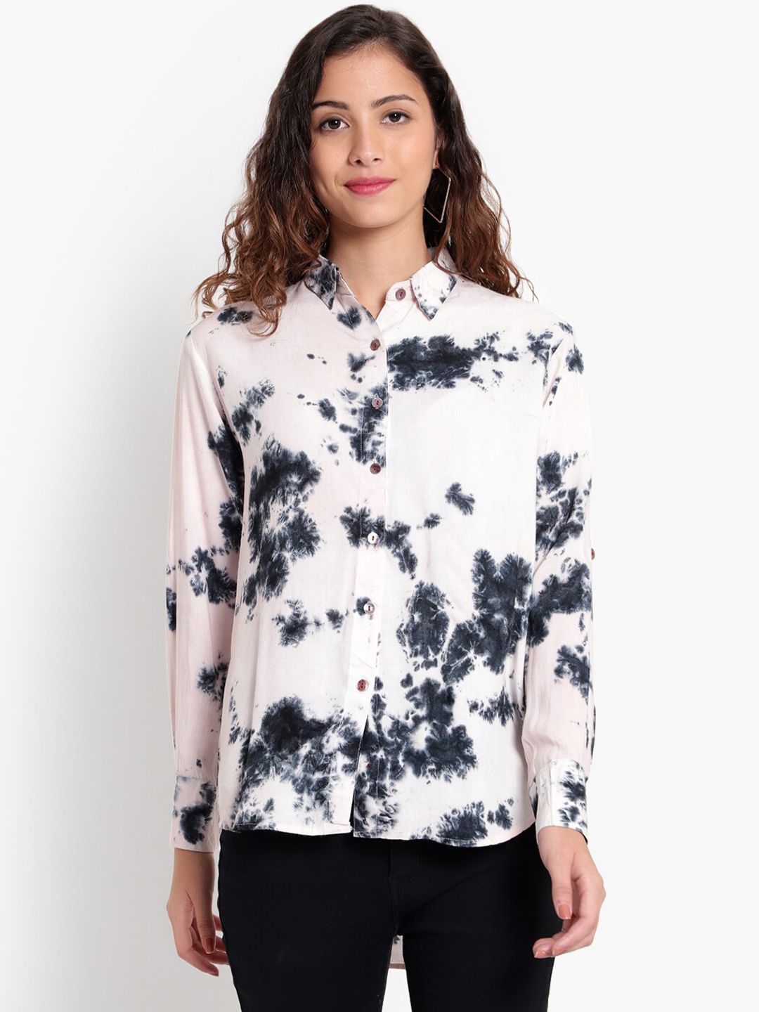 Black and White Tie Dye Plus Size Shirt — view 1