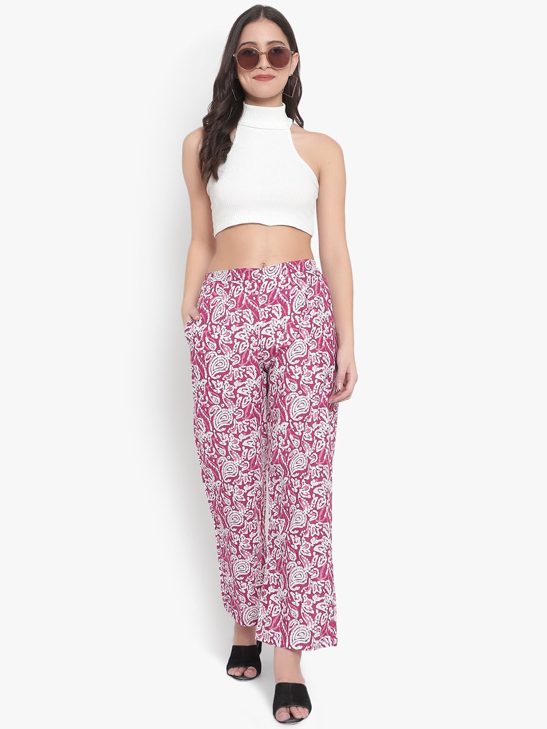 Pink Hand Block Print Trousers — view 6