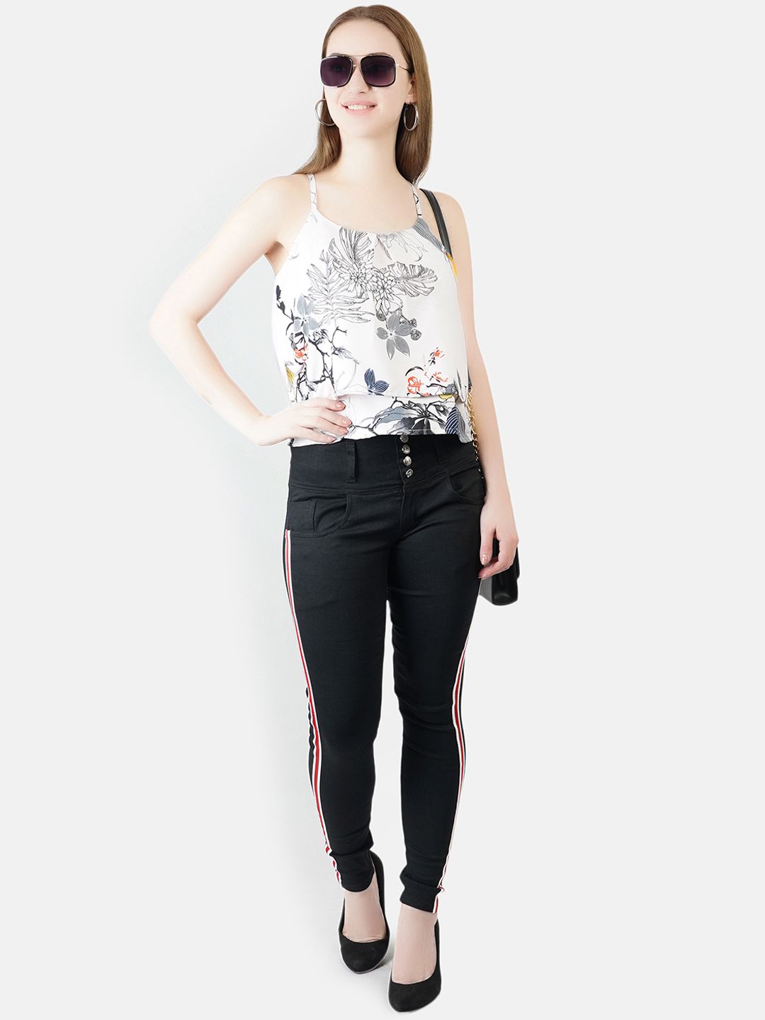 Pink Floral Strap Top — view 5