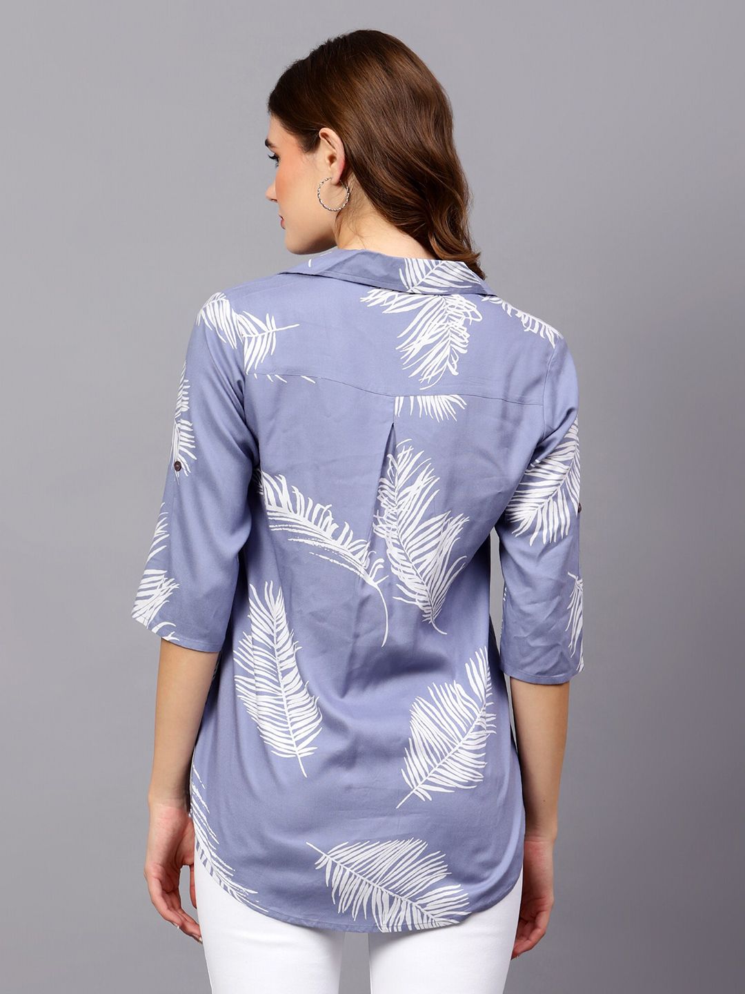 Blue Leaf Print Shirt — view 12