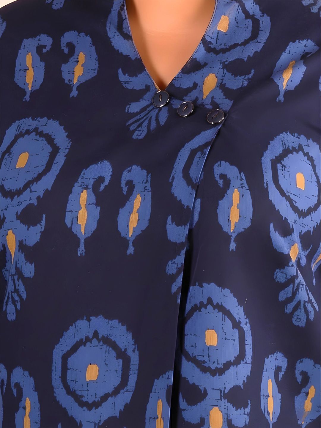 Indigo Blue Cotton Print Plus Size Tunic — view 2