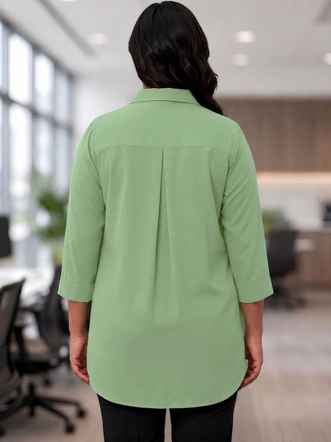 Mint Green Rayon Concealed Plus Size Tunic — view 2