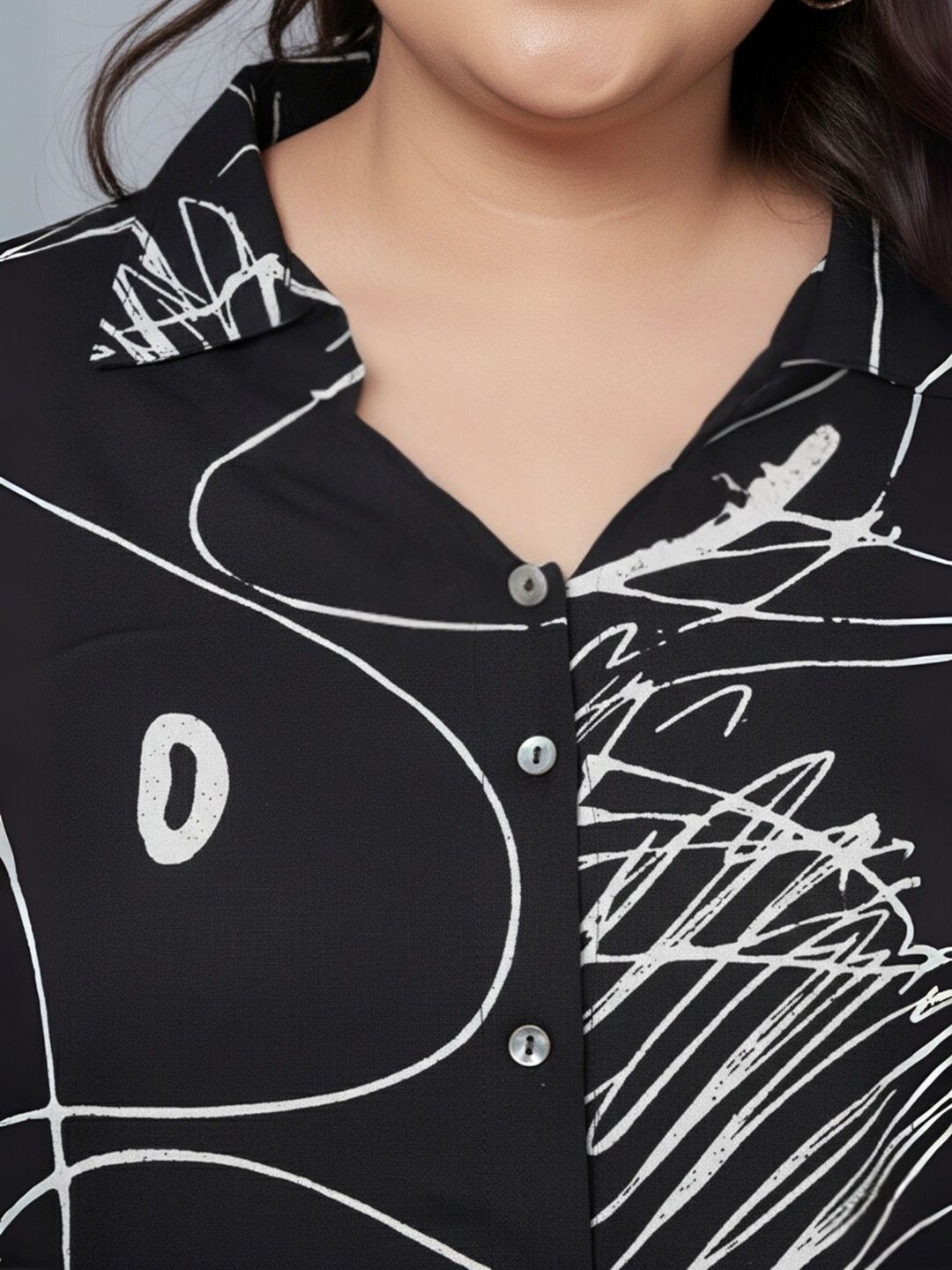 Black Scribble Print Plus Size Co-Ord Set — view 2